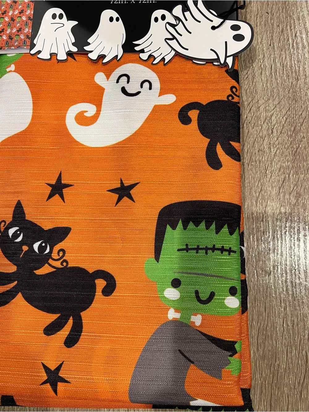 Halloween Shower Curtain - Orange Ghost & Monster Print
